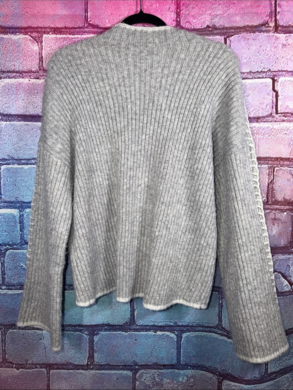 Halogen Women’s Medium Gray Rib Knit Sweater Crewneck Soft Casual Pullover
